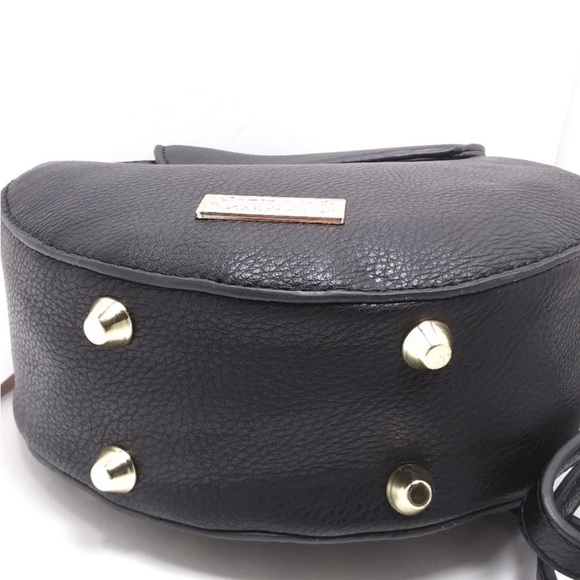 CARLOS SANTANA Lion’s Head Doorknocker Black & Gold Round Faux Leather Bag RARE! - Picture 5 of 8